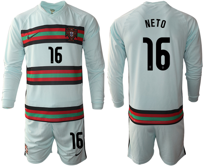 Men 2021 European Cup Portugal away Long sleeve #16 soccer jerseys